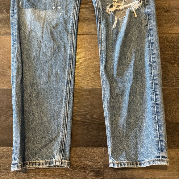 American Eagle size 0 Regular Strigid 90s Straight Jeans Distressed - Picture 4 of 14